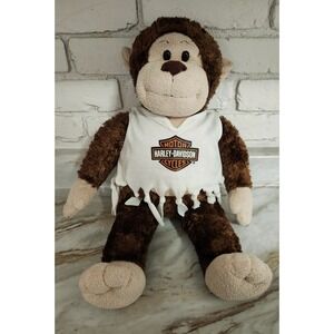 Vintage Build A Bear ~ Brown Monkey Harley Davidson Motorcycle Shirt Dated 2004
